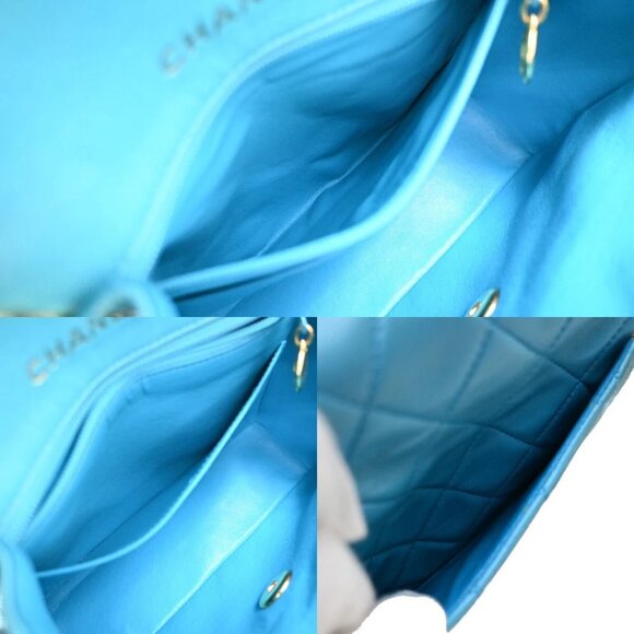 CHANEL CC Logo Mini Matelasse Chain Shoulder Bag Leather Blue GHW - Picture 14 of 14